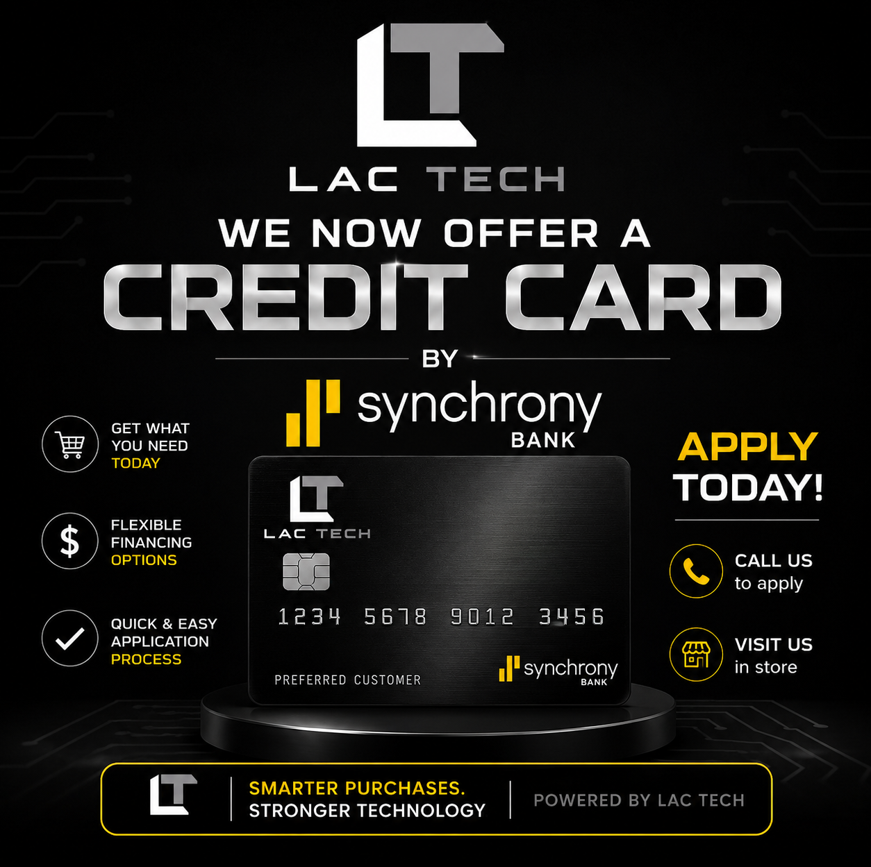 LAC Tech Credit Card by Synchrony Bank promotional graphic